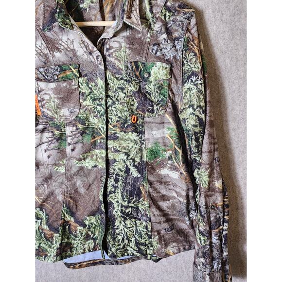 SHE SAFARI Brown Woodland Camo Hunting Casual Outdoor Expedition Top SZ XL - Picture 3 of 11